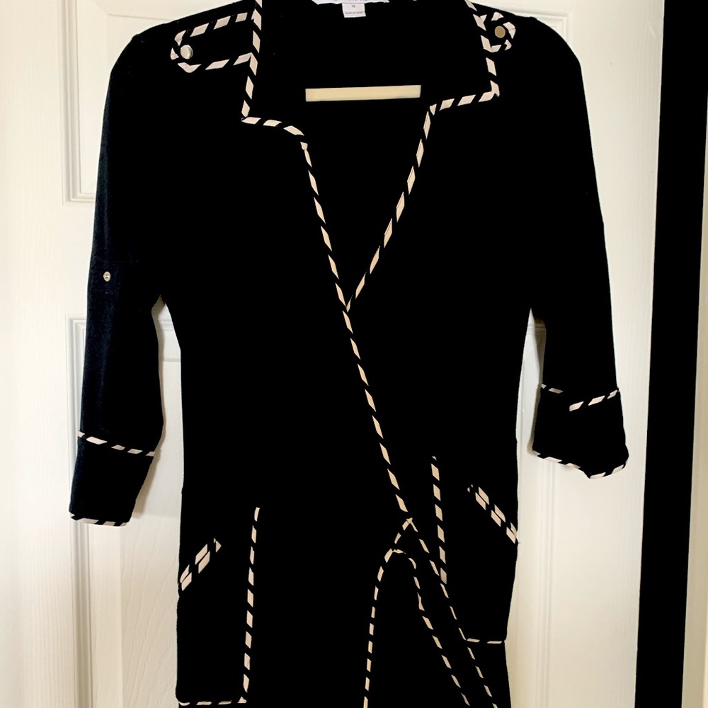 DVF unique Western-detail wrap dress in black.